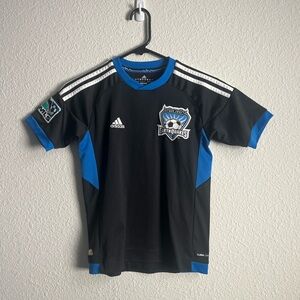 Adidas Black and Blue Earthquakes Soccer Jersey
